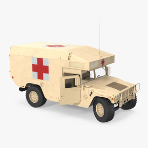 3D Ambulance Car HMMWV m997 Rigged Desert model