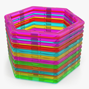 3D Magnetic Designer Colored Hexagons Set model