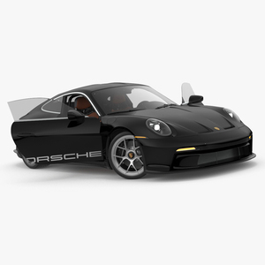Sport Car Porsche 911 2024 Black Rigged 3D model