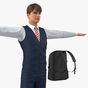 3D Teenage Boy School Uniform T Pose model