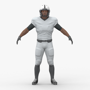 3D Black Man White Uniform T-Pose American Football Players