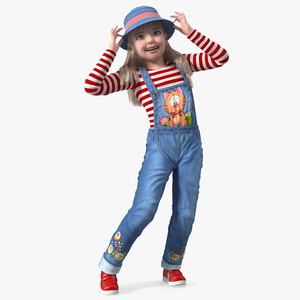 Dancing Girl Child Denim Suit 3D model