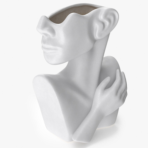 Head Shaped Flower Vase White 3D model