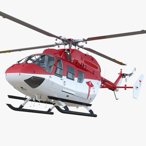 Kawasaki BK 117 Air Ambulance Helicopter Rigged 3D