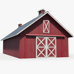 3D model Red Wooden Farm Barn