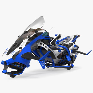 3D Scifi Fly Motorcycle Police Rigged for Cinema 4D model