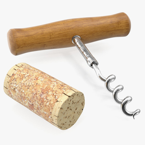 3D model Vintage Corkscrew Bottle Opener And Wine Cork