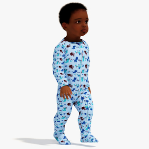 Little Dark Skinned Boy in Full Bodysuit Rigged 3D