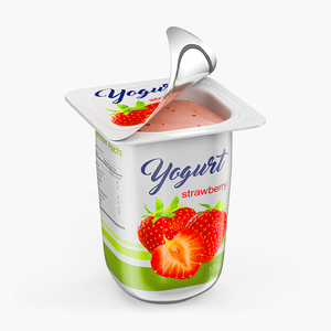 3D Yogurt Cup Half-open Strawberry Mockup model