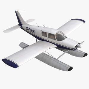 3D Light Aircraft Piper PA 28 Cherokee Seaplane 2