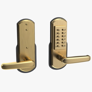 3D Push Button Door Lock Gold