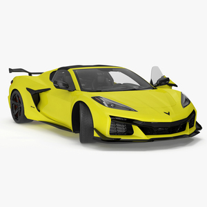 Yellow Chevy Corvette Z0 2023 Coupe Rigged 3D