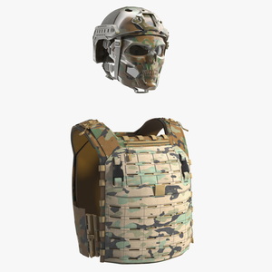 3D Tactical Body Armor Vest with Helmet