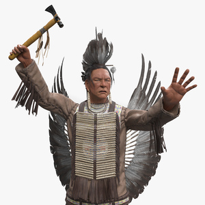 3D model Native American Chief with Tomahawk