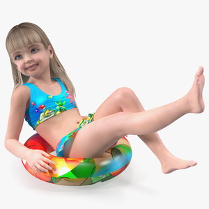 3D model Child Girl With Swim Ring