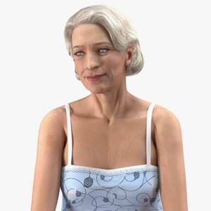 3D model Elderly Woman in Pijama Rigged