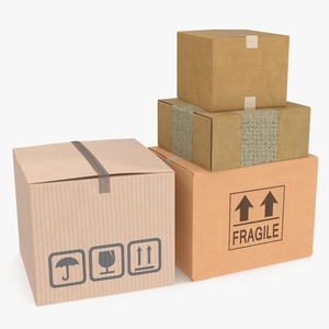 3D Stacked Cardboard Boxes model