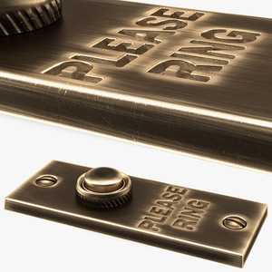 Rectangular Brass Bell Push 3D