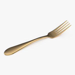 Golden Dessert Fork 3D model