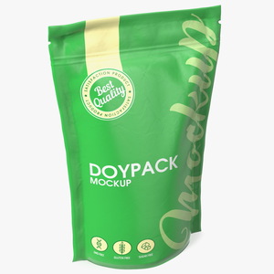 3D Doy Pack With Zipper Mockup Green model