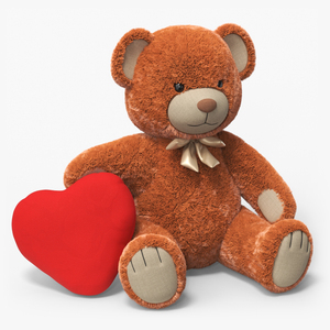 3D model Teddy Bear Toy Brown with Heart Fur