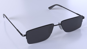 3D Rectangular Glasses with Dark Lenses