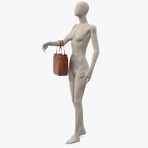 3D model Brown Leather Tote Bag on Mannequin