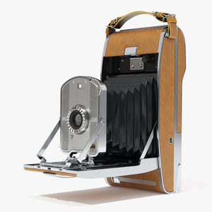 3D Vintage Folding Camera in Leather Case model