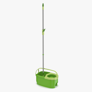 Plastic Bucket with Mop Green 3D model