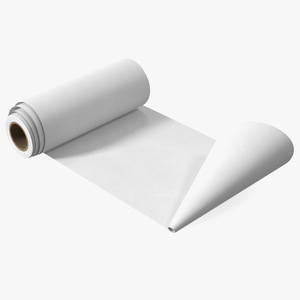 3D Roll of White Paper Unfolded model