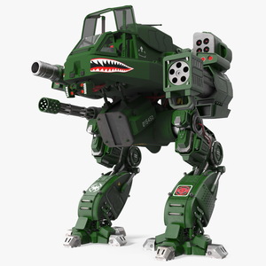 3D Dark Green Combat Robot Empty Rigged