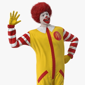 3D Ronald McDonald Waving Pose Fur