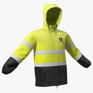 3D John Deere Rain Jacket High Visibility model