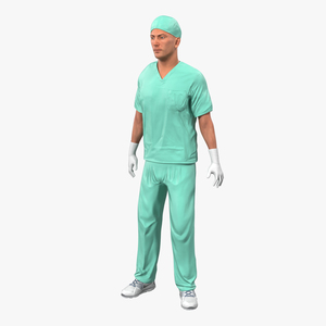 3D Male Surgeon Caucasian Rigged 2