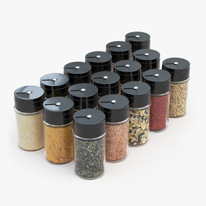 Jars Set with Various Spice 3D