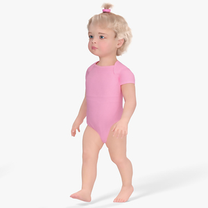 3D model One Year Old Girl in Bodysuit Fur Rigged