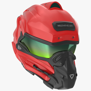 3D Sci-Fi Futuristic Full Helmet Red model