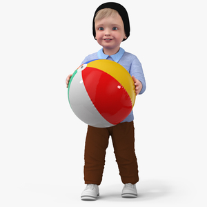 One Year Old Boy Playing with Ball 3D model