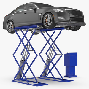 3D Automotive Scissor Lift and Sedan model