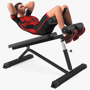 3D Fitness Trainer Crunch Bench model