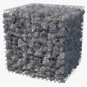 3D Gabion Square Basket with Rocks