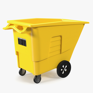 3D Industrial Yellow Trash Cart model