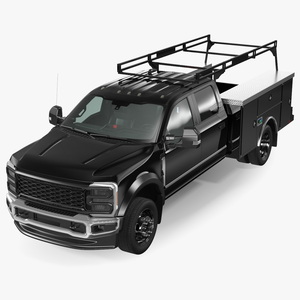 Pickup Chassis Cab Black with Service Body 3D