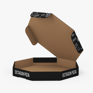 3D Pizza Packaging Octagonal Black