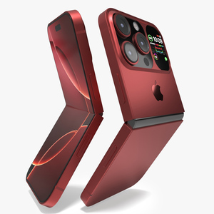 3D model iPhone Flip Crimson Red Rigged