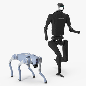 Unitree H1 Humanoid Robot and Robot Dog on Walk 3D