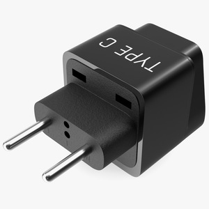 3D model Type C Universal Plug Adapter Black