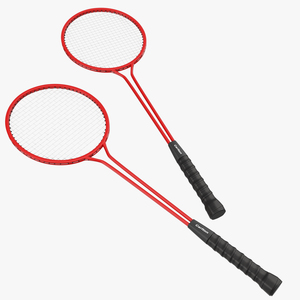 Badminton Racket 2 Red 3D