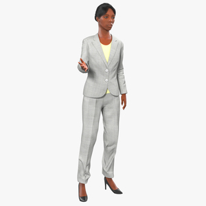 3D Business Woman African American Rigged model