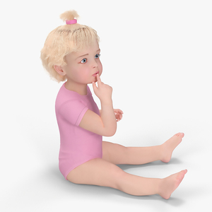 Baby Girl Wearing Bodysuit Sitting 3D model